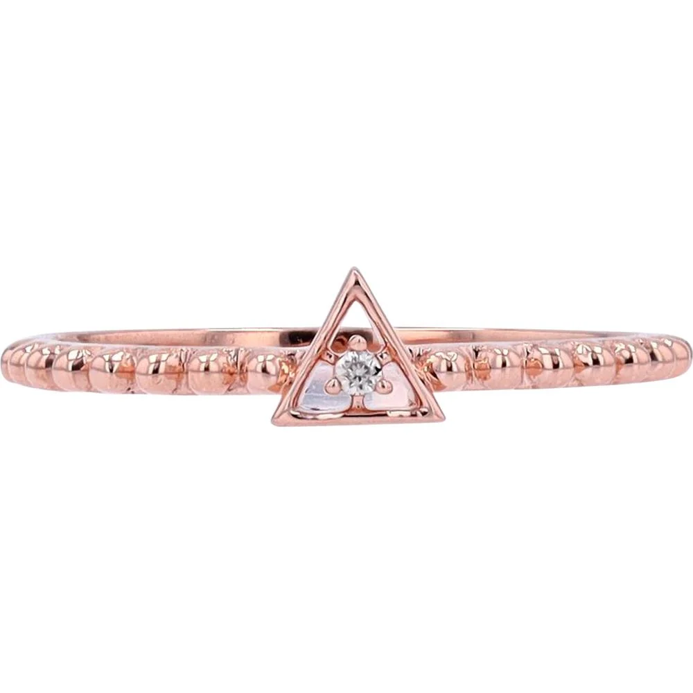 10K Rose Gold Diamond Triangle Ring - 0.01 Carat Diamond