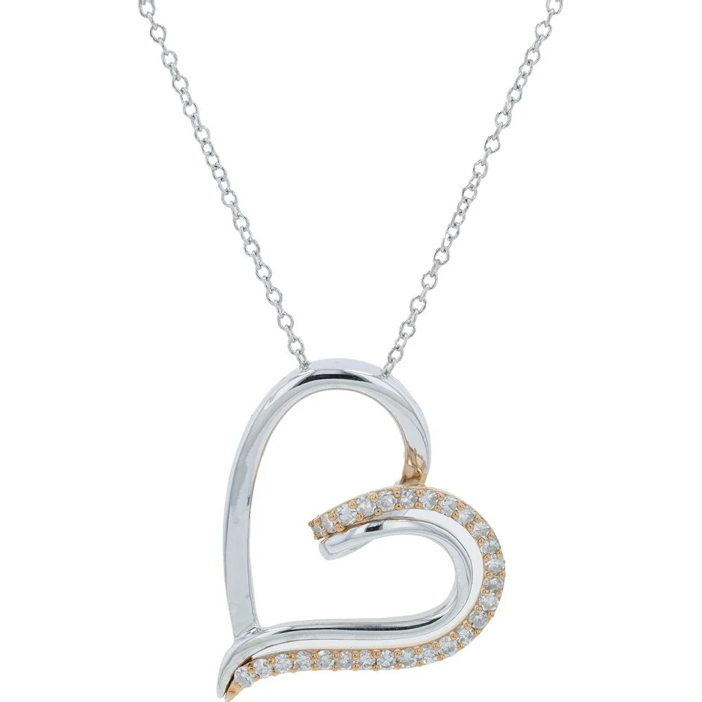 10K White and Rose Gold Diamond Heart Pendant Necklace - 0.25 Carat Total Diamond Weight