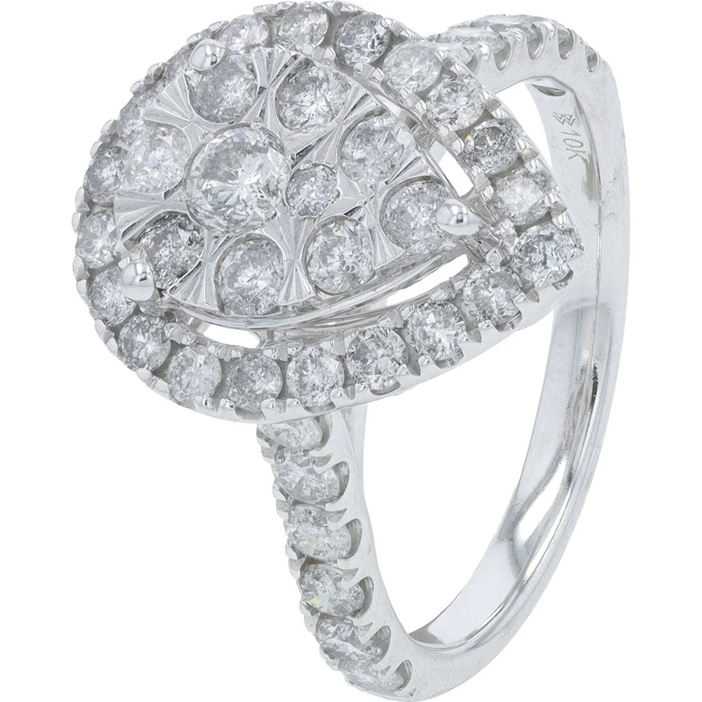 10K White Gold 2 Carat Diamond Bridal Set with Halo Design - Image 2