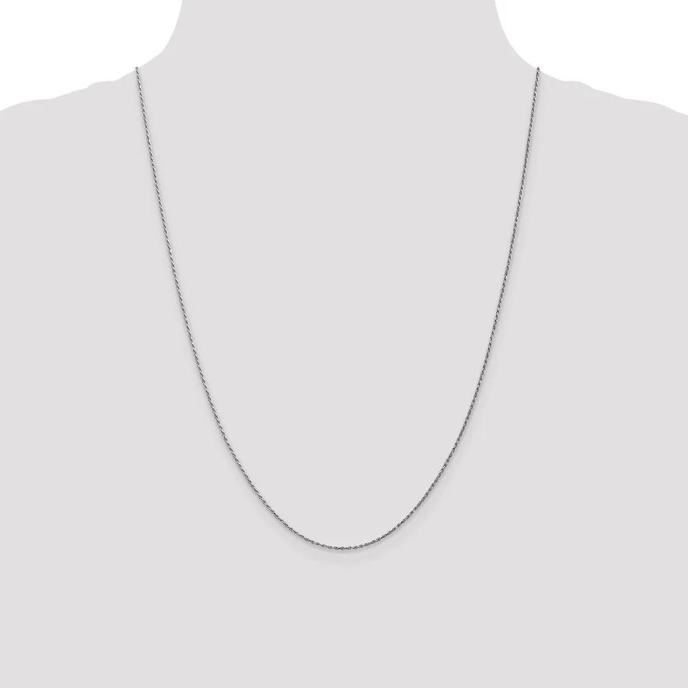 10K White Gold 24" Diamond Cut Rope Chain - 1.15mm Width by Oro Pregiato - Image 4