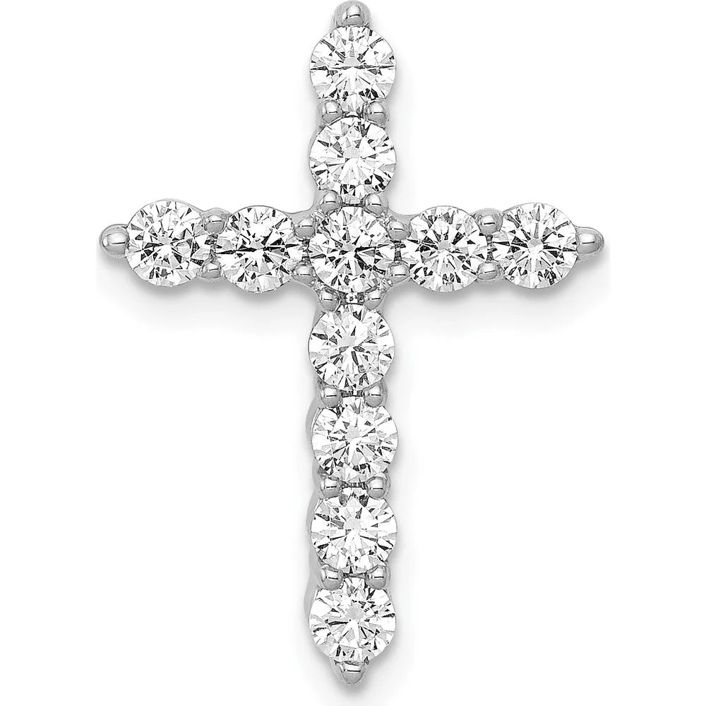 10K White Gold Diamond Cross Pendant Slide with 3/4 Carat Total Diamond Weight by Oro Pregiato