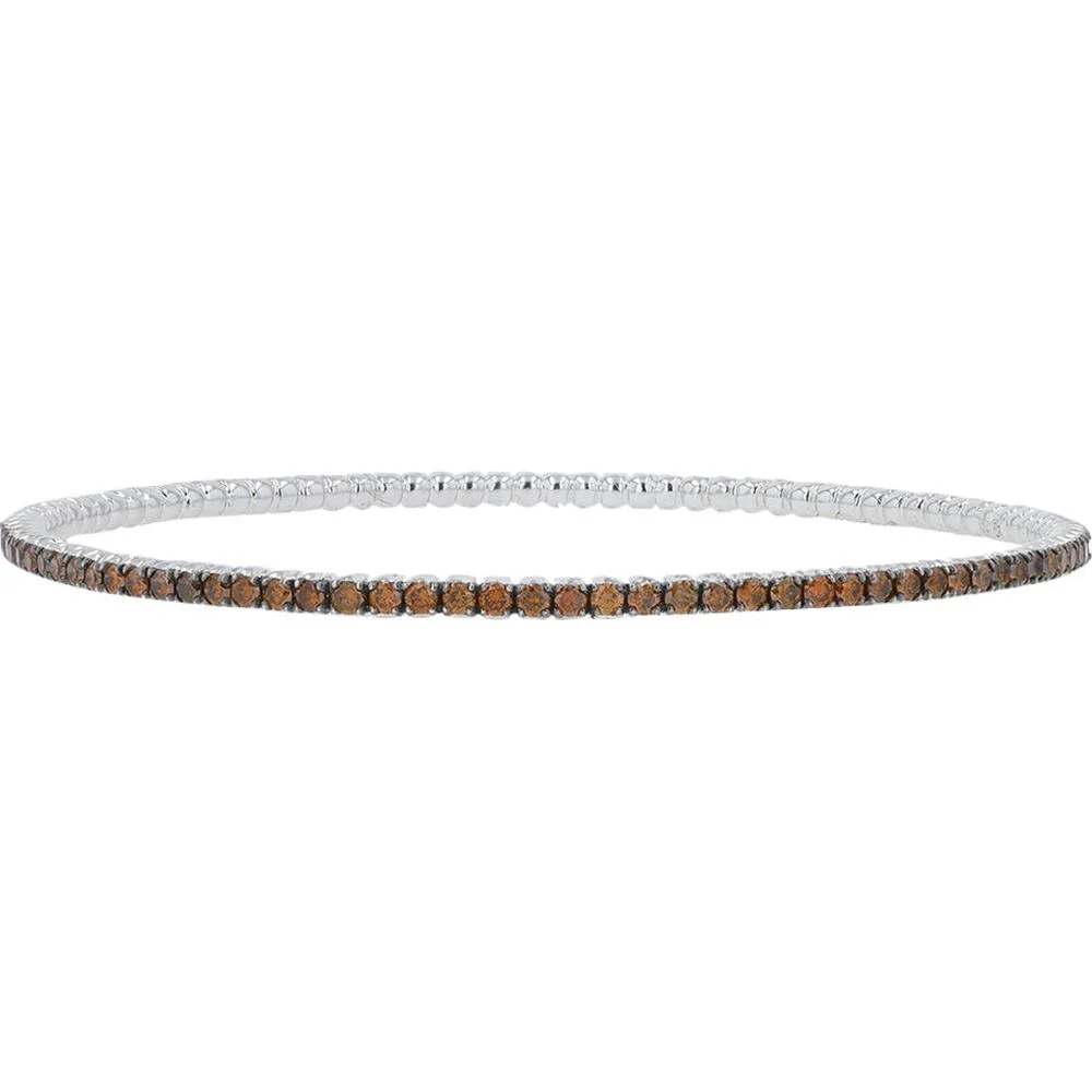 10K White Gold Tennis Bracelet with 3.00 Carat Total Weight Prong Set Red Diamonds