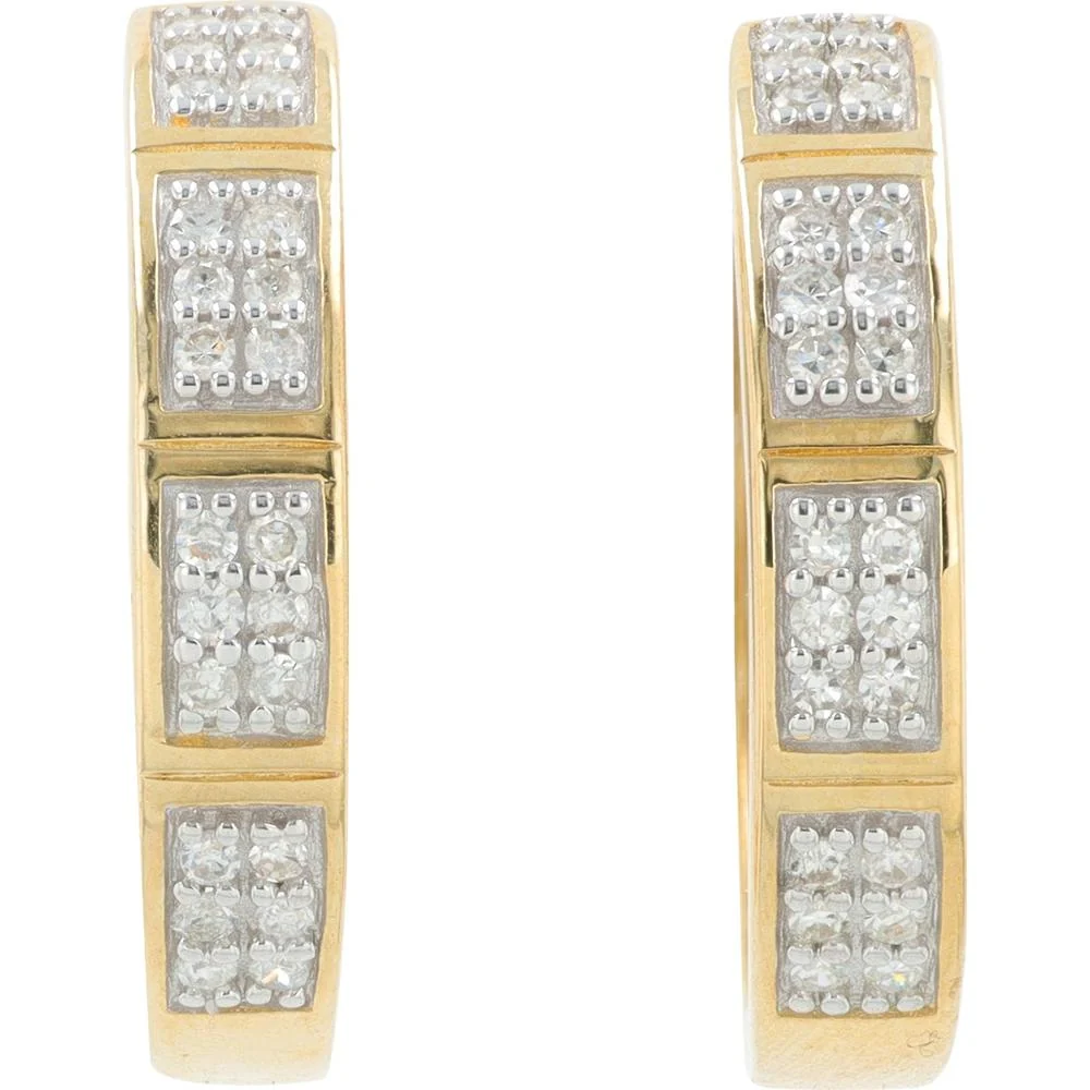 10K Yellow Gold 1/4 Carat Diamond Hoops - 0.25 Carat Total Diamond Weight - Image 2