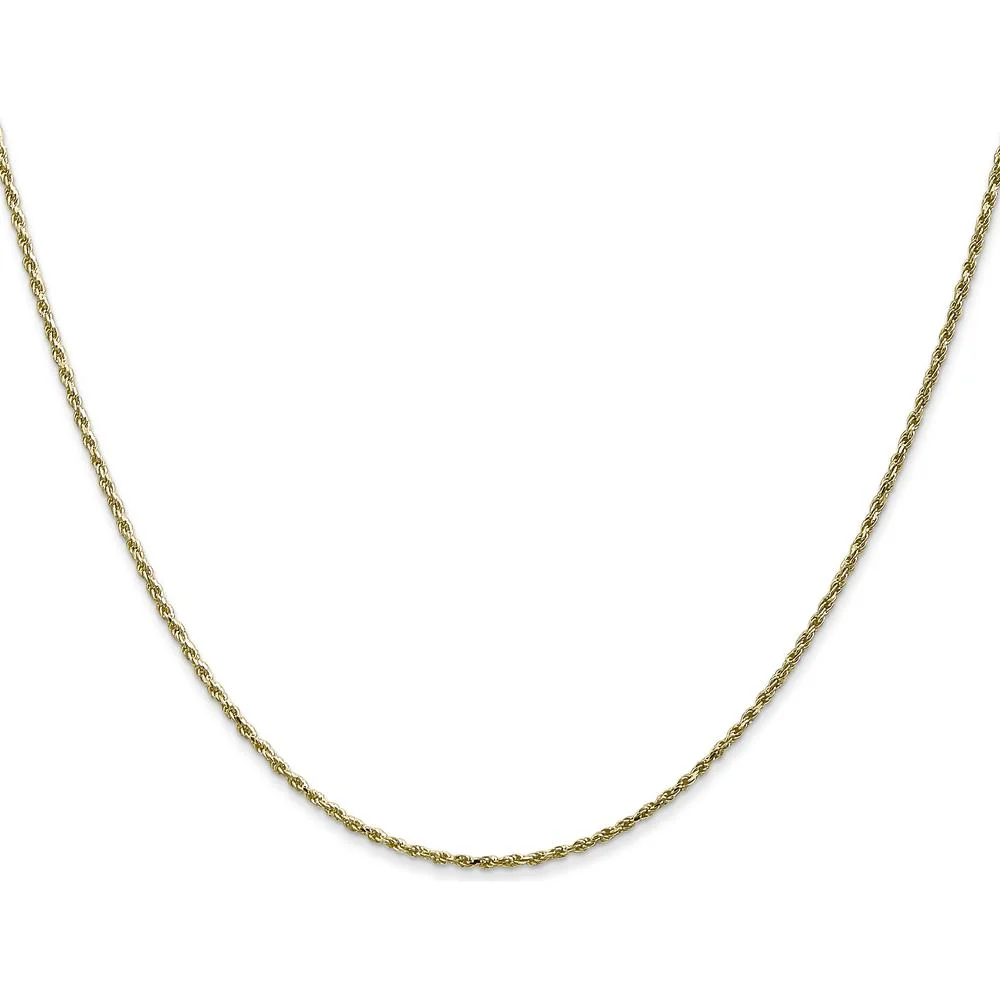 10K Yellow Gold 18" Diamond-Cut Rope Chain Necklace - 1.15mm Width by Oro Pregiato - Image 2