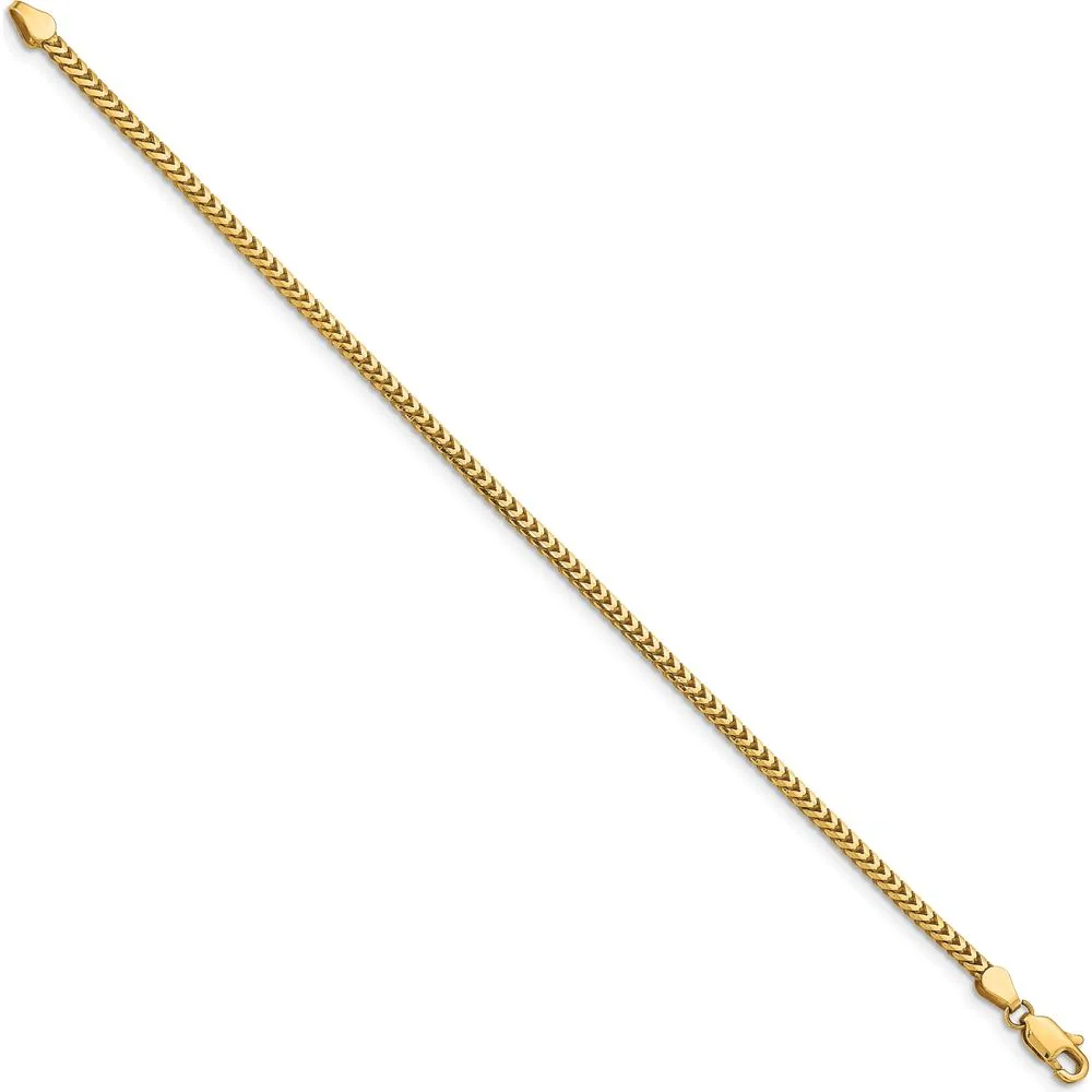 10K Yellow Gold 2.5mm Franco Chain Bracelet - 7" by Oro Pregiato - Image 2