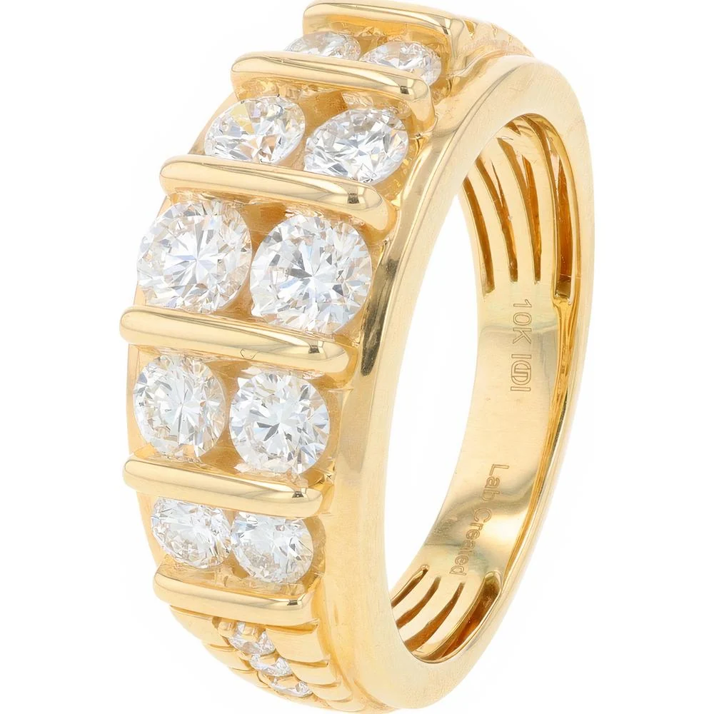 10K Yellow Gold 2 Carat Lab Grown Diamond Gents Ring