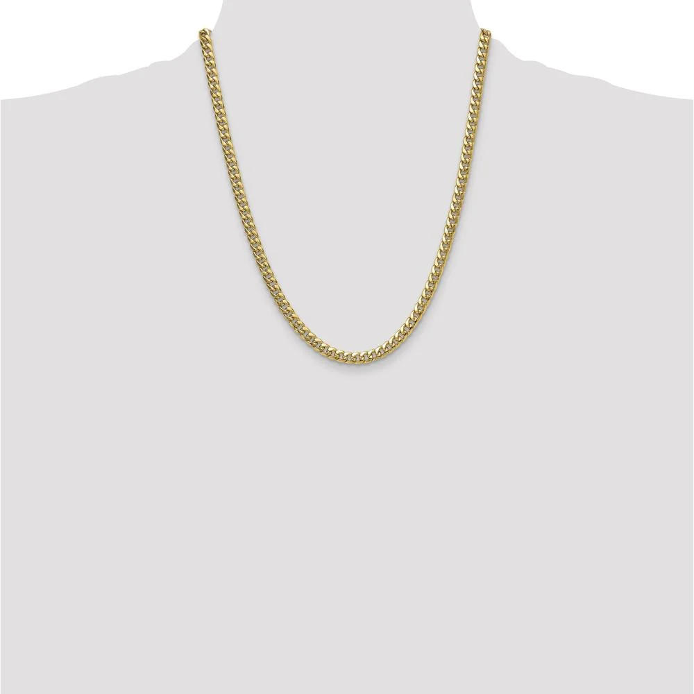 10K Yellow Gold 22" 5.25mm Semi-Solid Miami Cuban Chain by Oro Pregiato - Image 4