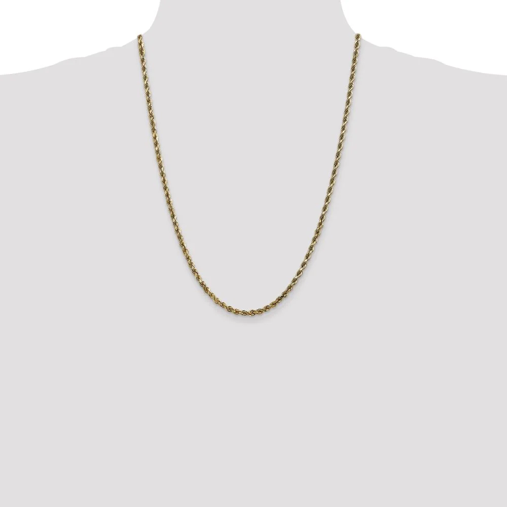 10K Yellow Gold 24" 3.5mm Diamond-Cut Rope Chain with Lobster Clasp by Oro Pregiato - Image 4