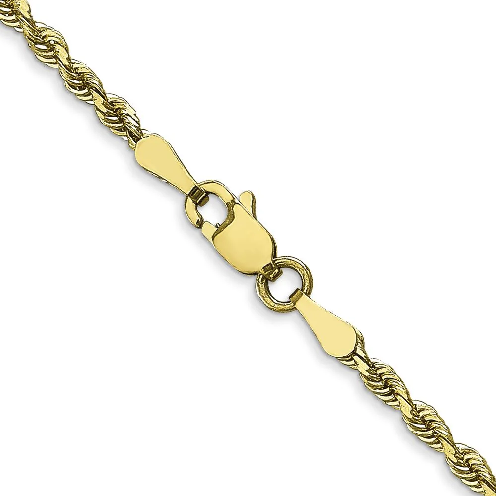 10K Yellow Gold 26" 2.25mm Diamond-Cut Rope Chain Necklace with Lobster Clasp by Oro Pregiato - Image 3