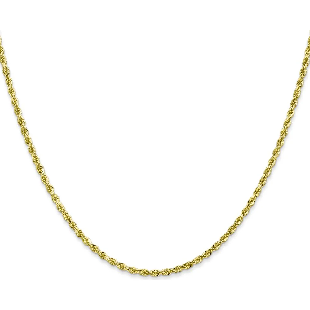 10K Yellow Gold 2mm Diamond-Cut Rope Chain Necklace - 24" by Oro Pregiato - Image 2