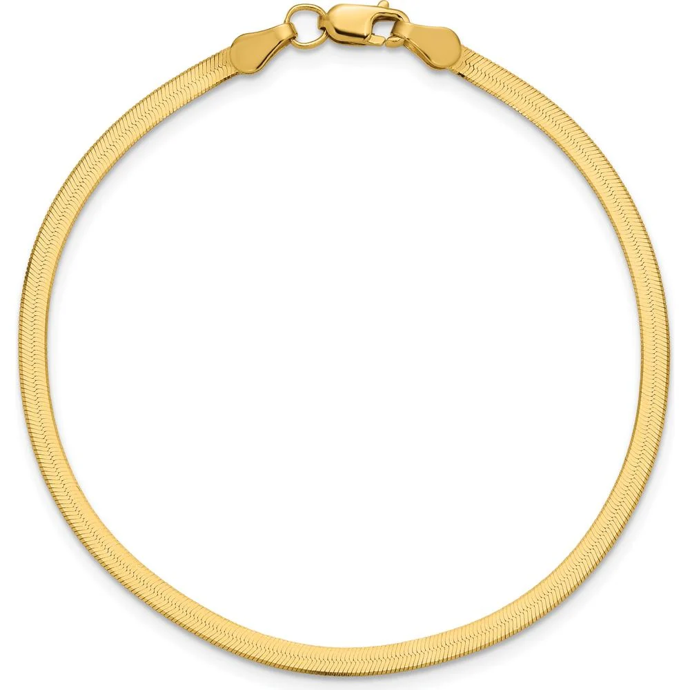 10K Yellow Gold 7" 2.5mm Polished Herringbone Chain Bracelet by Oro Pregiato - Image 5