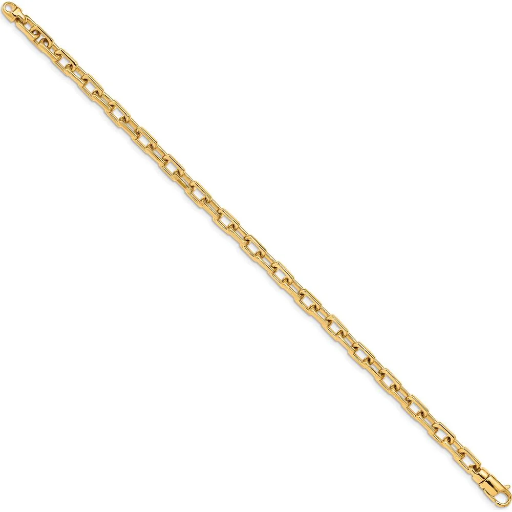 10K Yellow Gold 9" Hand-Polished Fancy Link Chain Bracelet - 5mm Width by Oro Pregiato - Image 2