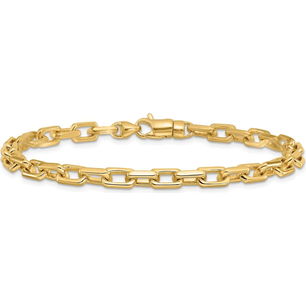 10K Yellow Gold 9" Hand-Polished Fancy Link Chain Bracelet - 5mm Width by Oro Pregiato - Image 3