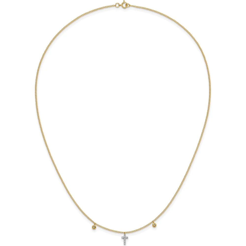 10K Yellow Gold Diamond Cross Pendant Necklace - 0.12 Carat Total Diamond Weight by Oro Pregiato - Image 5