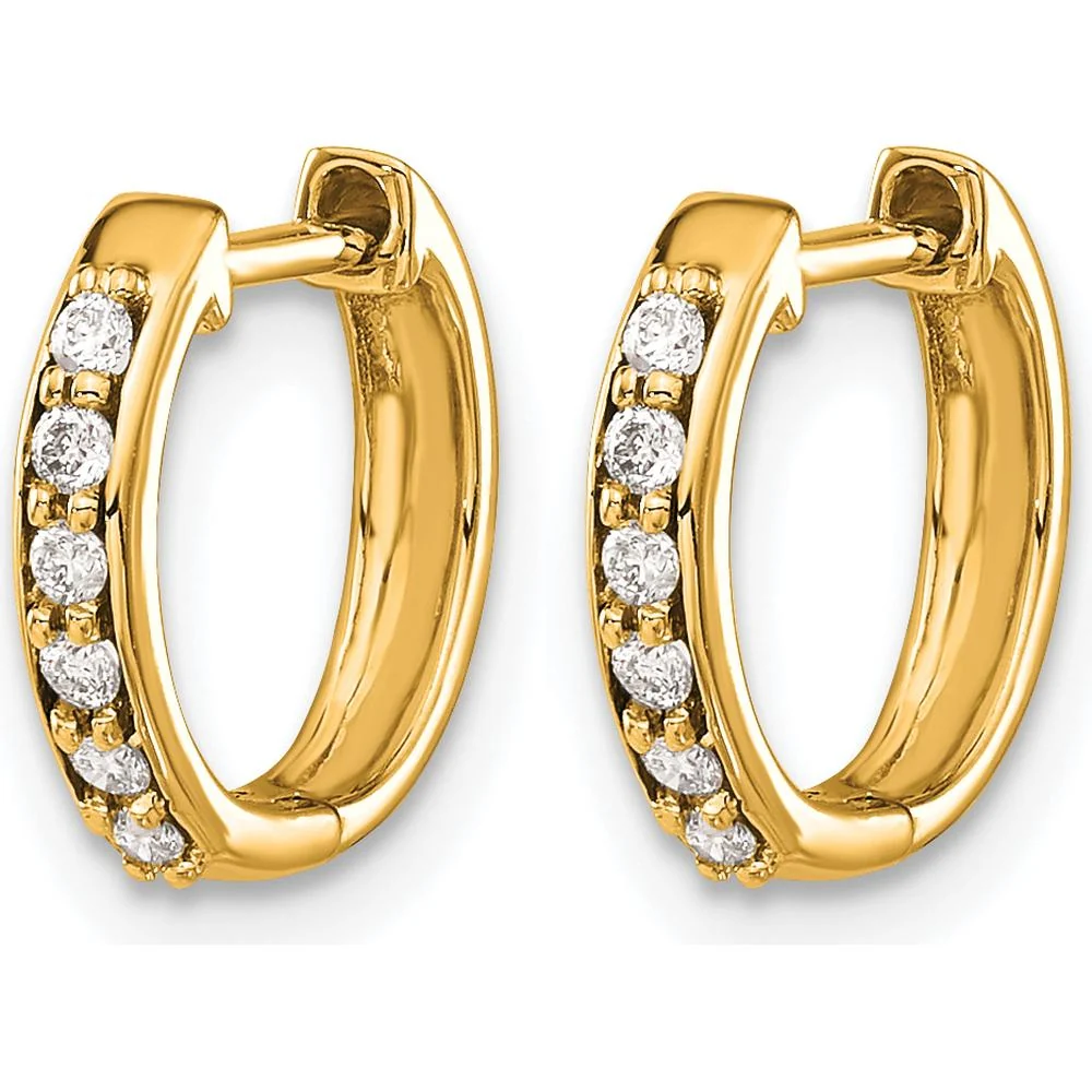 10K Yellow Gold Diamond Hinged Hoop Earrings - 0.24 Carat Total Diamond Weight by Oro Pregiato - Image 2