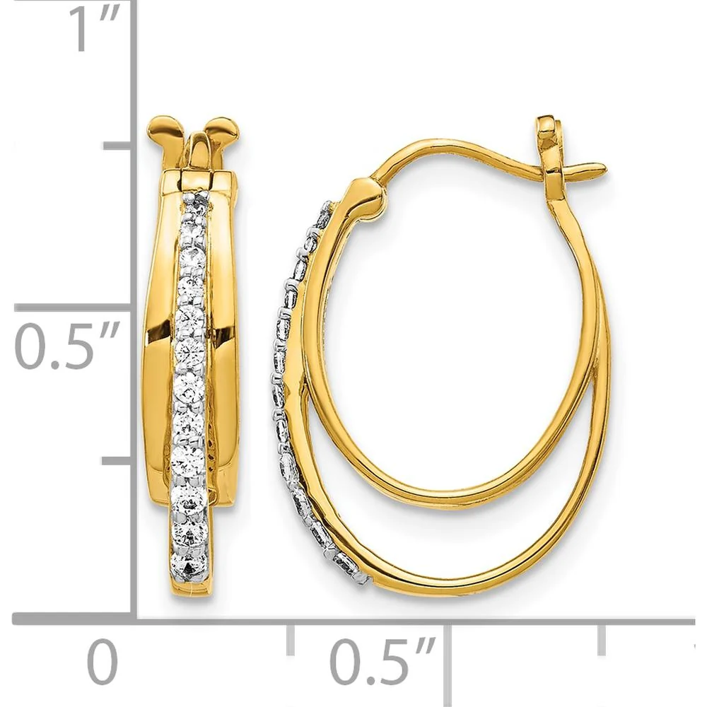 10K Yellow Gold Diamond Hoop Earrings with Round Diamonds - 0.30 Carat Total Diamond Weight by Oro Pregiato - Image 2