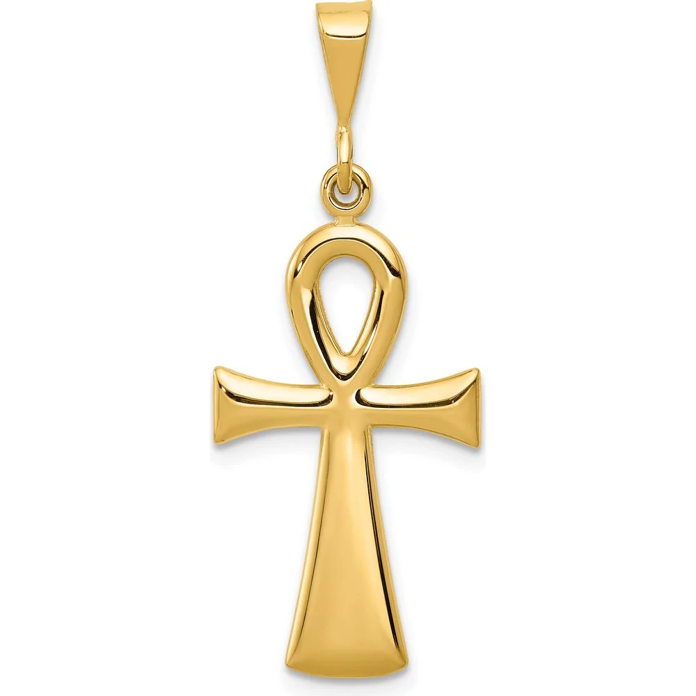 10K Yellow Gold Egyptian Ankh Cross Pendant - Symbol of Rebirth and Eternal Life by Oro Pregiato