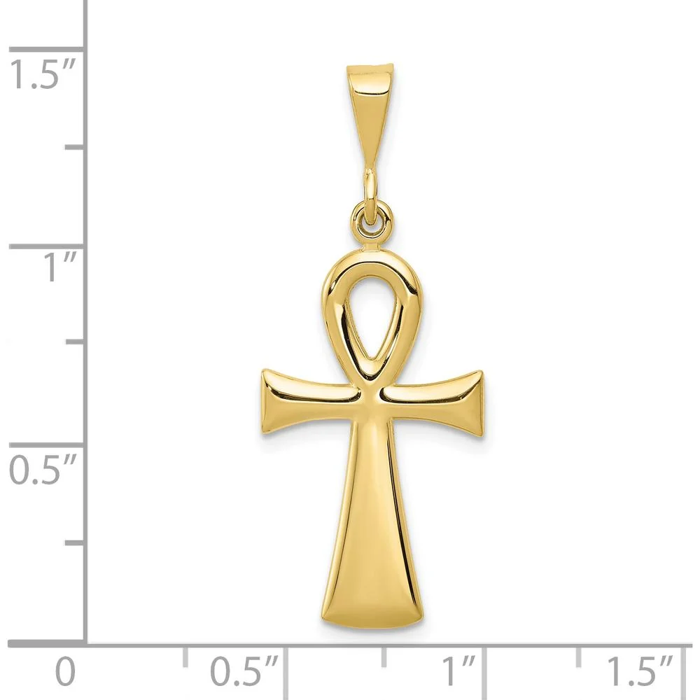 10K Yellow Gold Egyptian Ankh Cross Pendant - Symbol of Rebirth and Eternal Life by Oro Pregiato - Image 3