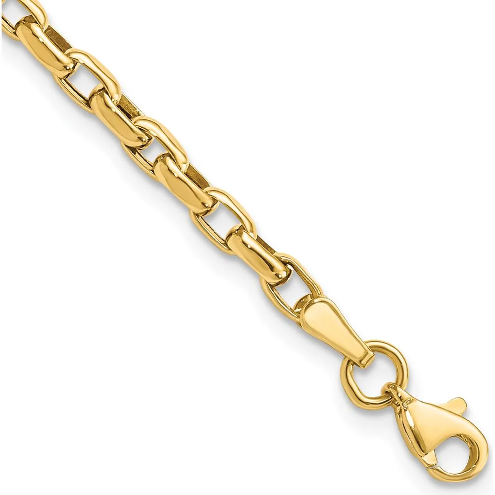 10K Yellow Gold Fancy Link Cable Chain Bracelet - 7.25" by Oro Pregiato