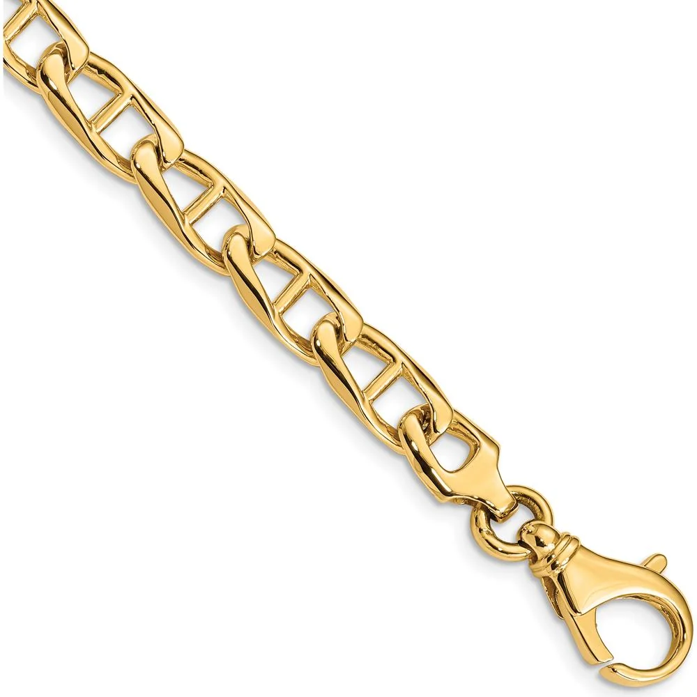 10K Yellow Gold Hand-Polished Anchor Link Bracelet - 8", Solid Gold Luxury by Oro Pregiato
