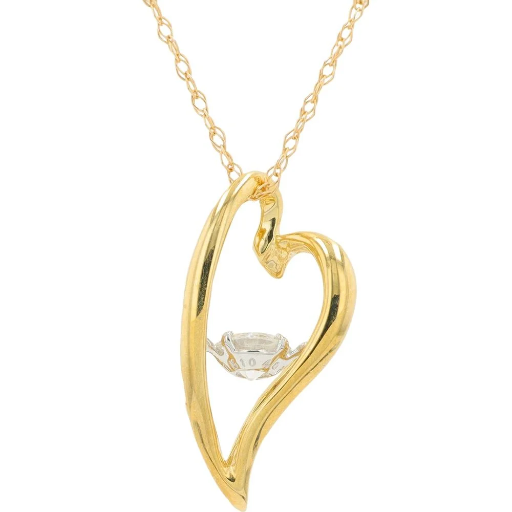 10K Yellow Gold Heart Pendant with .20 Carat Round Diamond