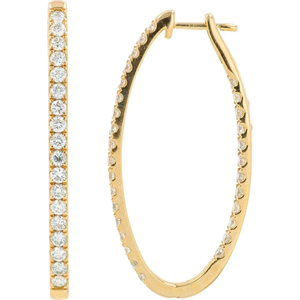 10K Yellow Gold Inside - Out Hoop Earrings with 3.00 Carat Total Lab Grown Diamonds - Image 2