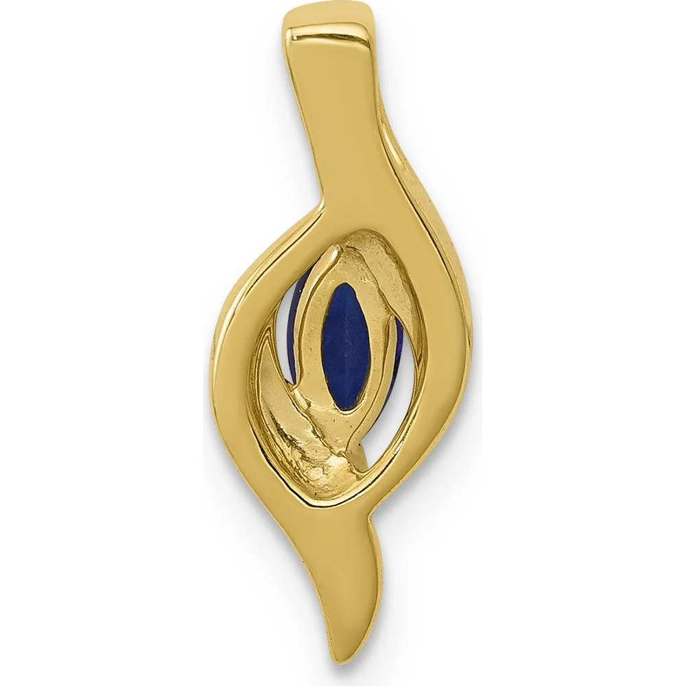 10K Yellow Gold Pendant with Marquise Sapphire and Diamond Accents - 0.29 Carat Sapphire Weight by Lumare Gioia - Image 4