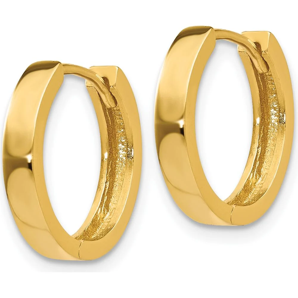 10K Yellow Gold Polished Hinged Hoop Earrings - 11mm Length by Oro Pregiato - Image 2