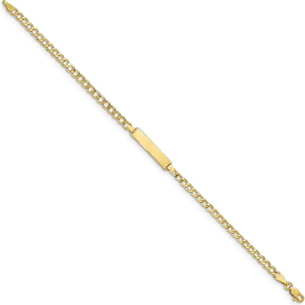10K Yellow Gold Semi-Solid Curb Link ID Bracelet - 8" Long by Oro Pregiato - Image 2