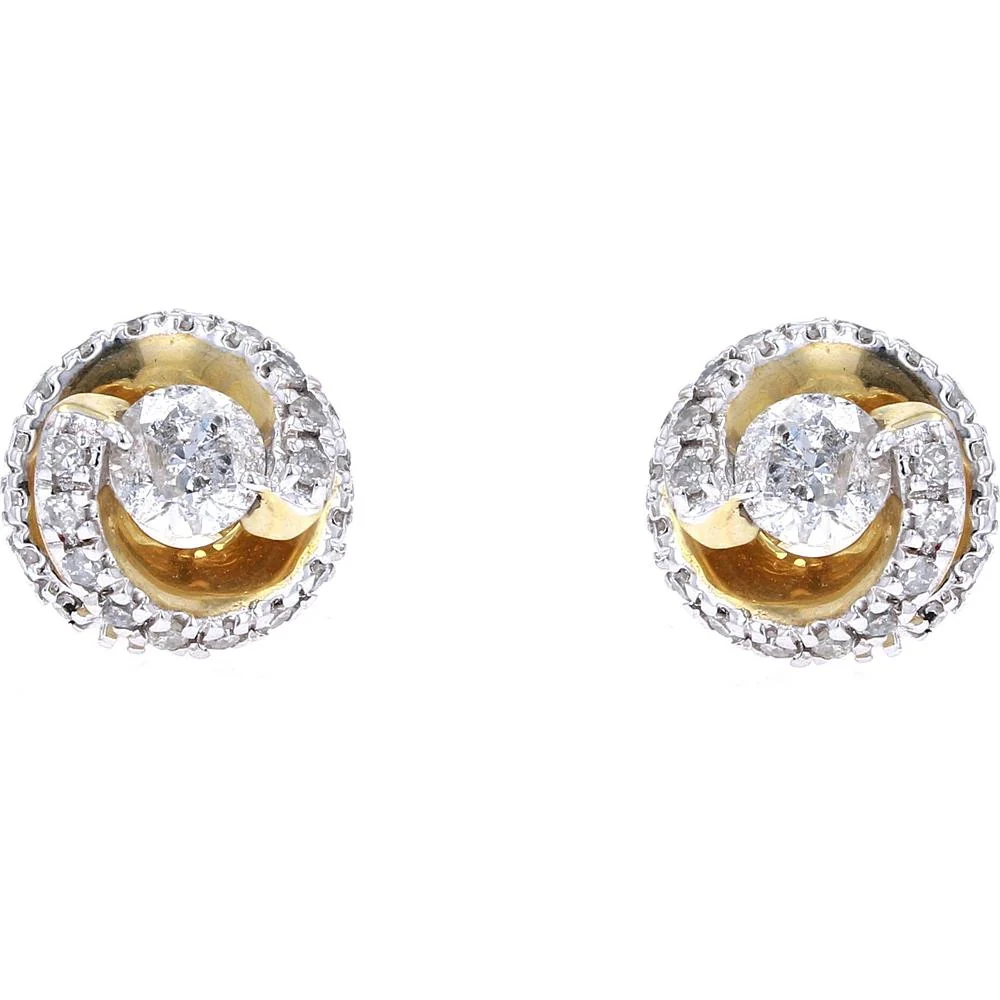 10K Yellow Gold Twisted Diamond Stud Earrings - 1.00 Carat Total Diamond Weight - Image 2