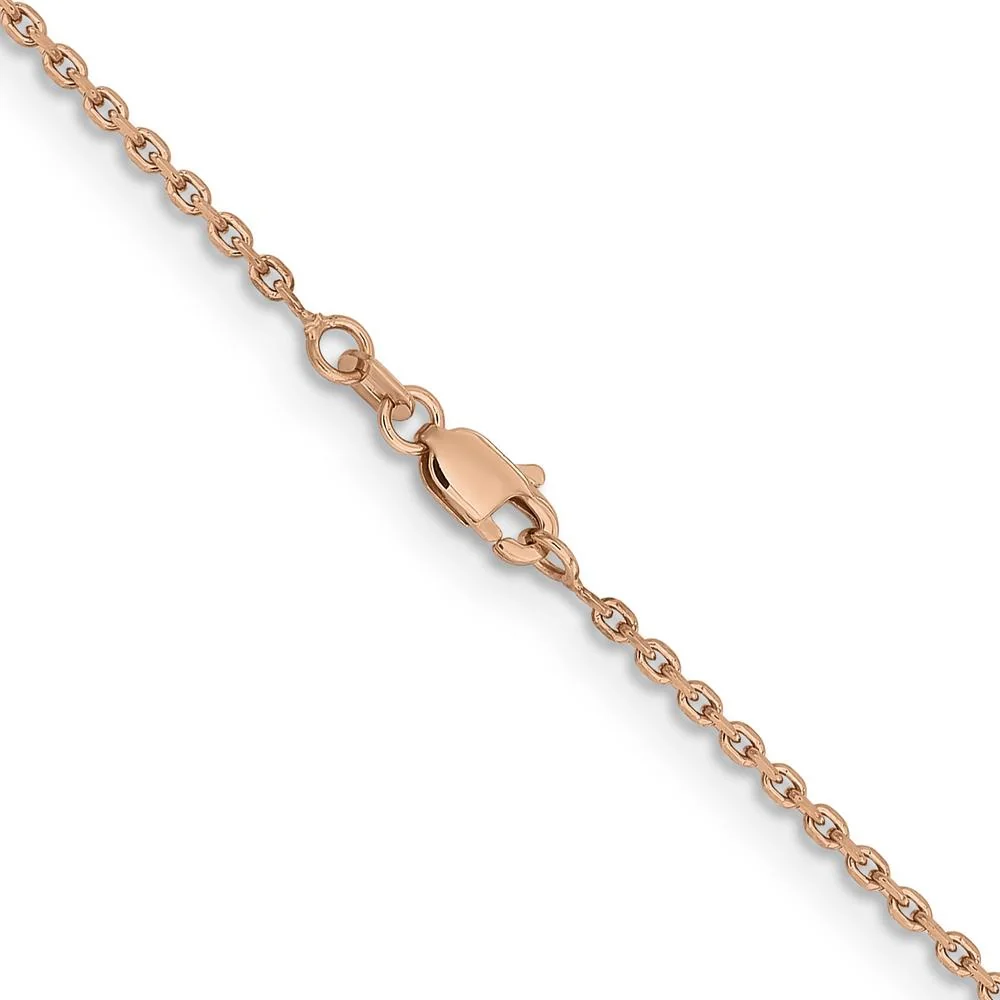 14K Rose Gold 16" Diamond-Cut Cable Chain Necklace with Lobster Clasp by Oro Pregiato - Image 3