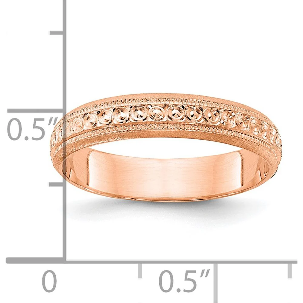 14K Rose Gold 3mm Etched Design Wedding Band - Size 7 by Luciano & Cie - Image 3