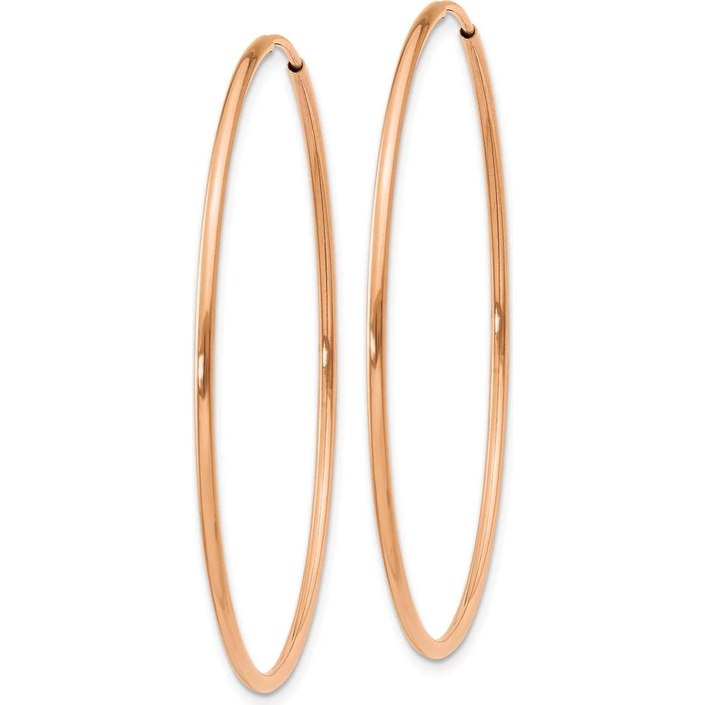 14K Rose Gold 40mm Polished Endless Hoop Earrings by Oro Pregiato - Image 2