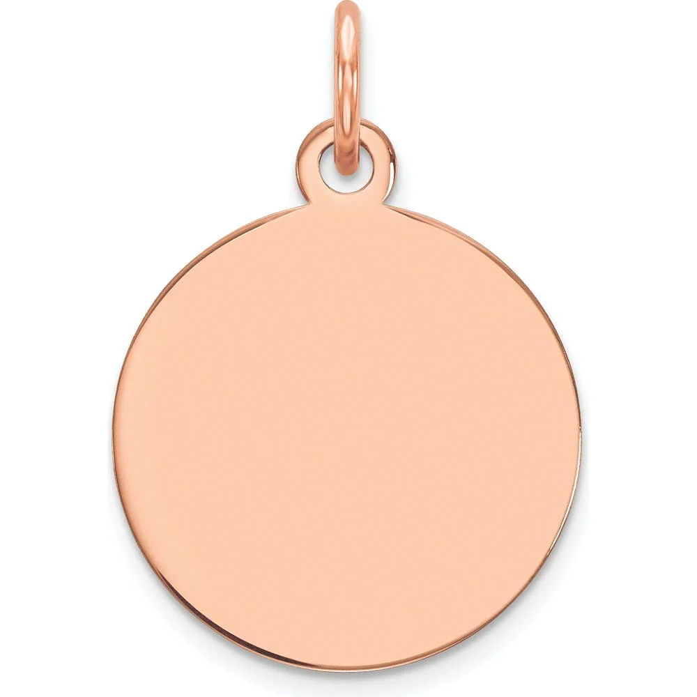 14K Rose Gold Engravable Disc Charm - 15mm by Oro Pregiato
