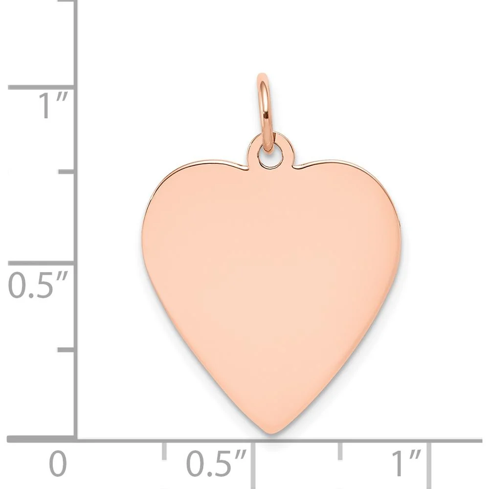 14K Rose Gold Engraveable Heart Disc Charm - 27mm Length, 21mm Width, Polished Finish by Oro Pregiato - Image 4