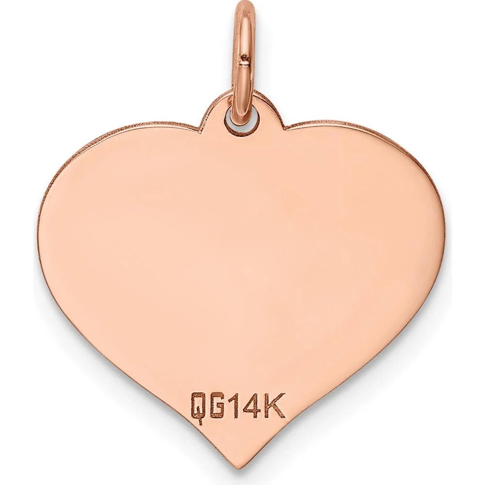 14K Rose Gold Personalized Heart Disc Pendant Charm - Polished Finish by Oro Pregiato - Image 3