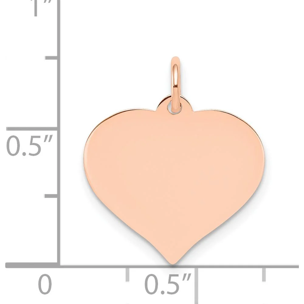 14K Rose Gold Personalized Heart Disc Pendant Charm - Polished Finish by Oro Pregiato - Image 4
