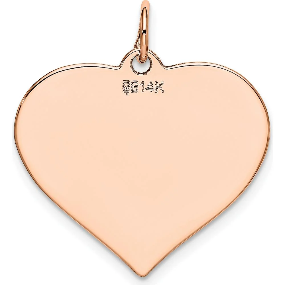 14K Rose Gold Polished 24mm Engravable Heart Disc Pendant by Oro Pregiato - Image 4