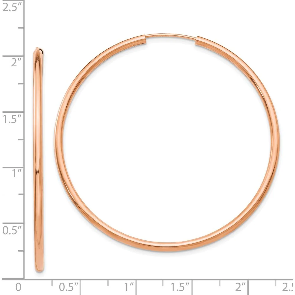 14K Rose Gold Polished Endless 50mm Hoop Earrings - Timeless Luxury Design by Oro Pregiato - Image 4