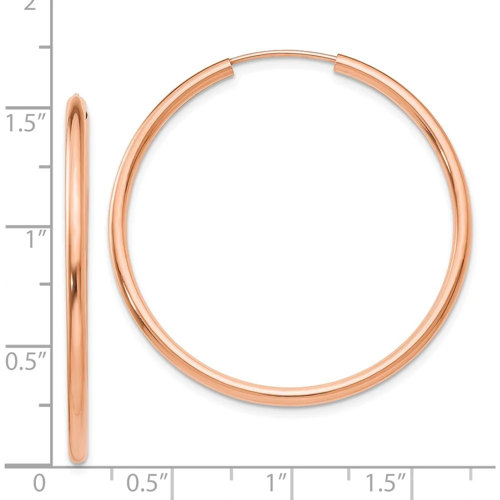 14K Rose Gold Polished Endless Hoop Earrings - 40mm Diameter by Oro Pregiato - Image 4
