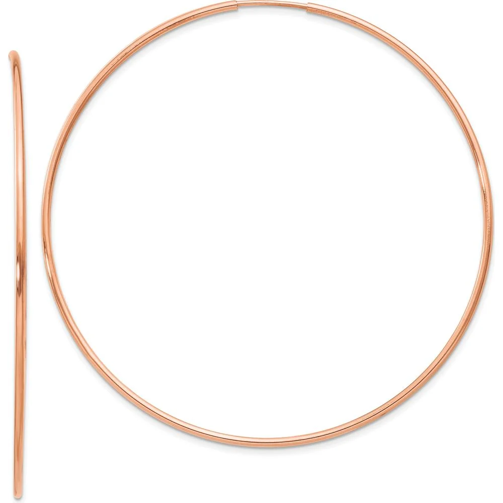 14K Rose Gold Polished Endless Hoop Earrings - 60mm by Oro Pregiato