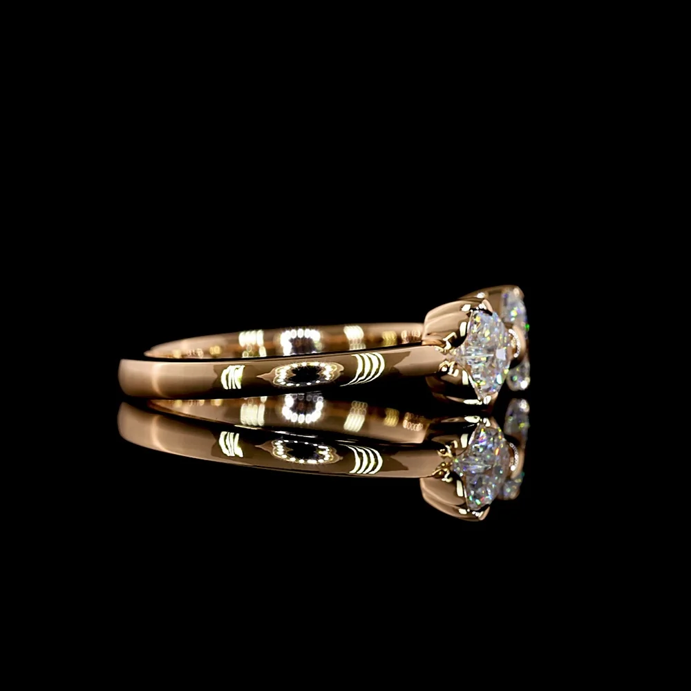 14K Rose Gold Toi et Moi Ring with Two Heart Shaped Lab Diamonds - 0.84 Carat Total Weight, E-F Color VS1 Clarity, East-West Prong Setting - Covaloro Fine Jewelry - Image 3