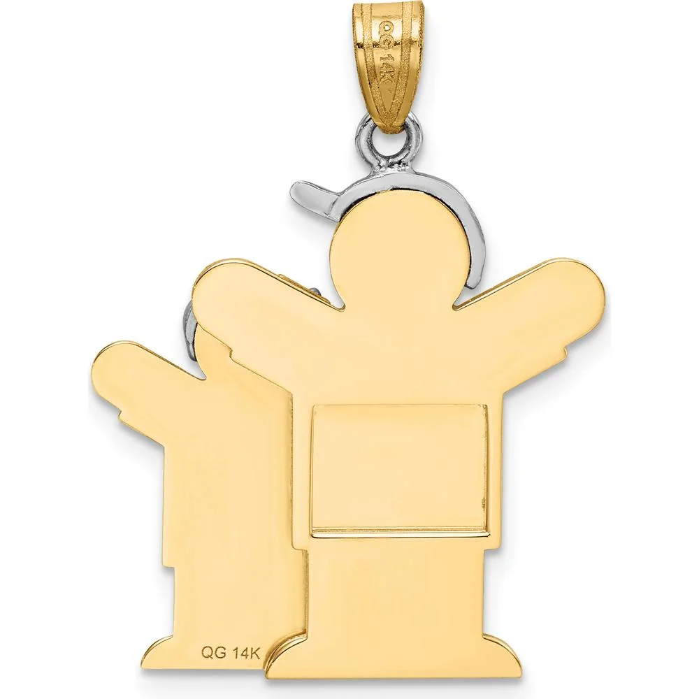 14K Two-Tone Big Boy and Little Boy Engravable Love Charm Pendant by Oro Pregiato - Image 4