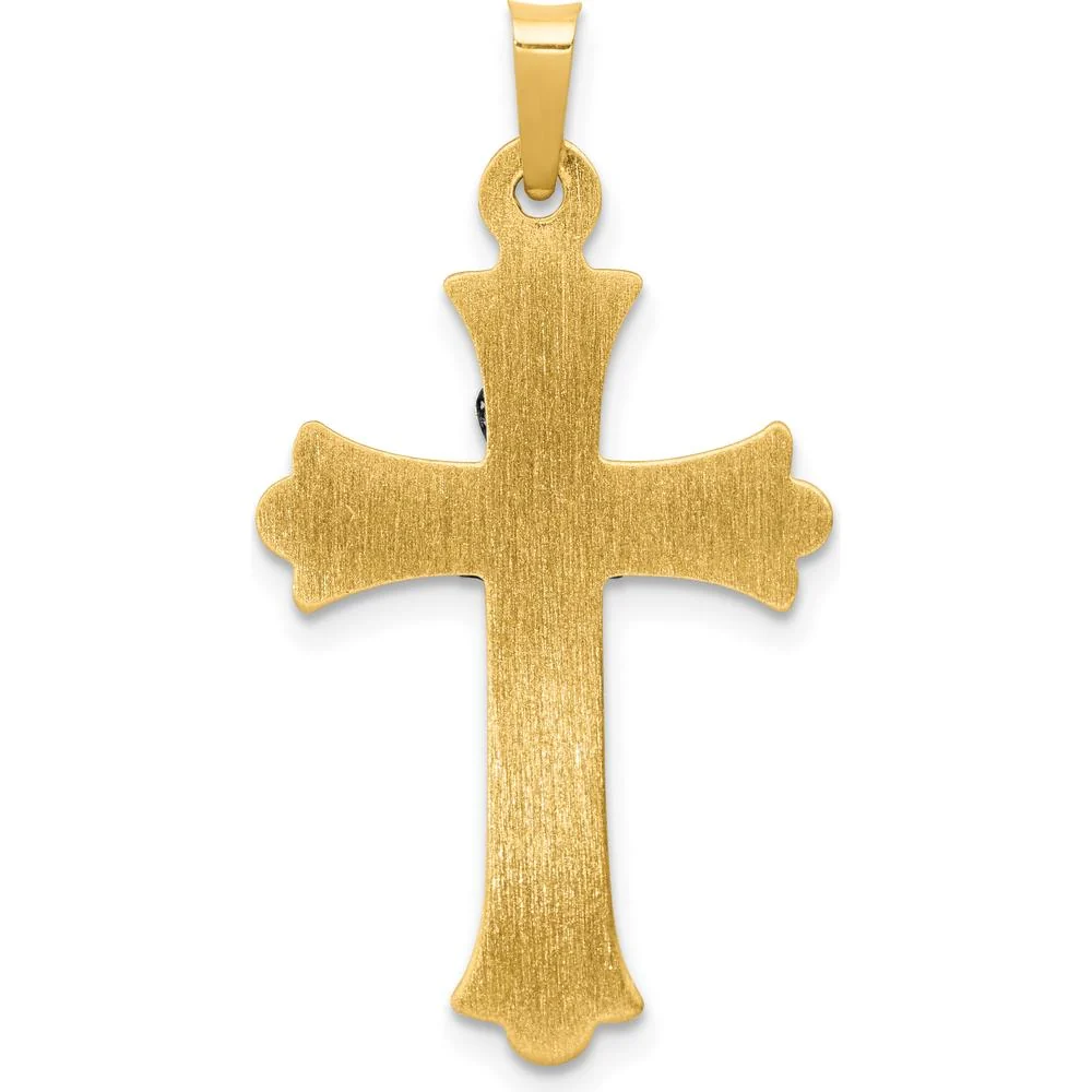 14K Two-Tone Gold Claddagh Cross Pendant - 34mm in Length by Oro Pregiato - Image 4