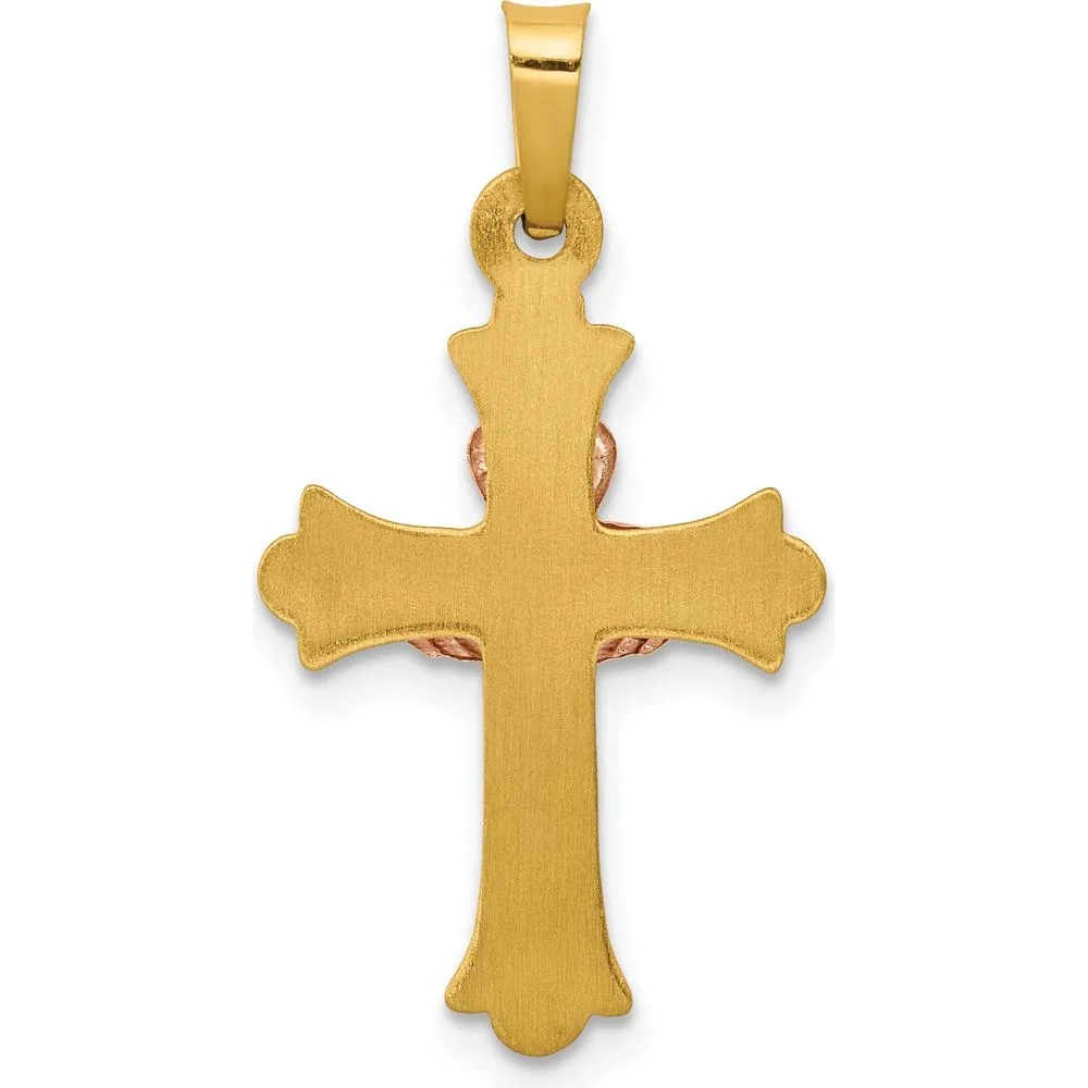 14K Two-Tone Gold Claddagh Cross Pendant - Symbol of Love, Loyalty, and Friendship by Oro Pregiato - Image 4