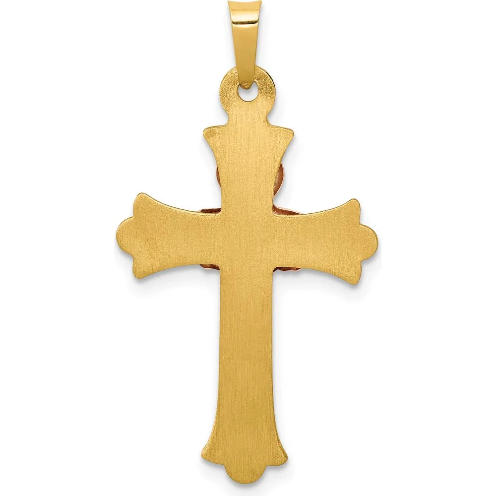 14K Two-Tone Gold Claddagh Cross Pendant with Textured Finish by Oro Pregiato - Image 4