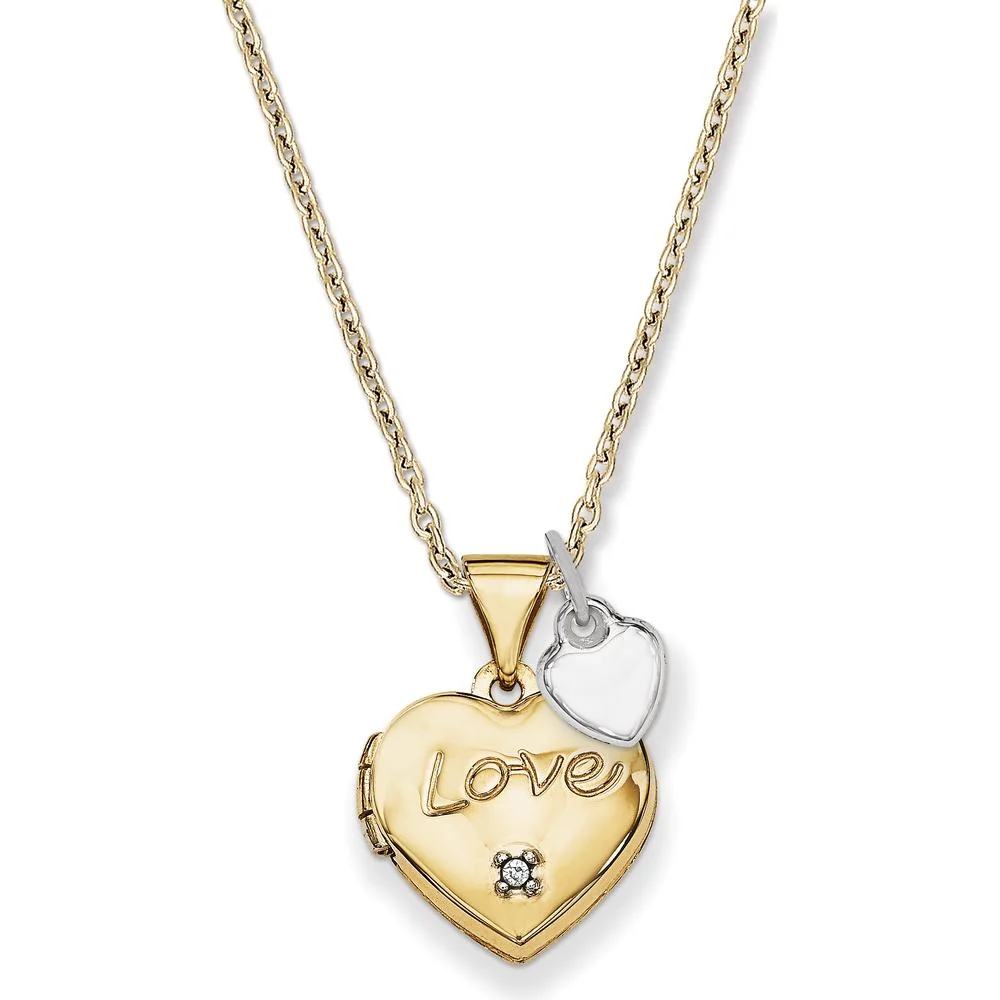14K Two-Tone Gold Diamond Heart Locket with Poem and Reversible Design by Monteluci Fine Jewelry - Image 6