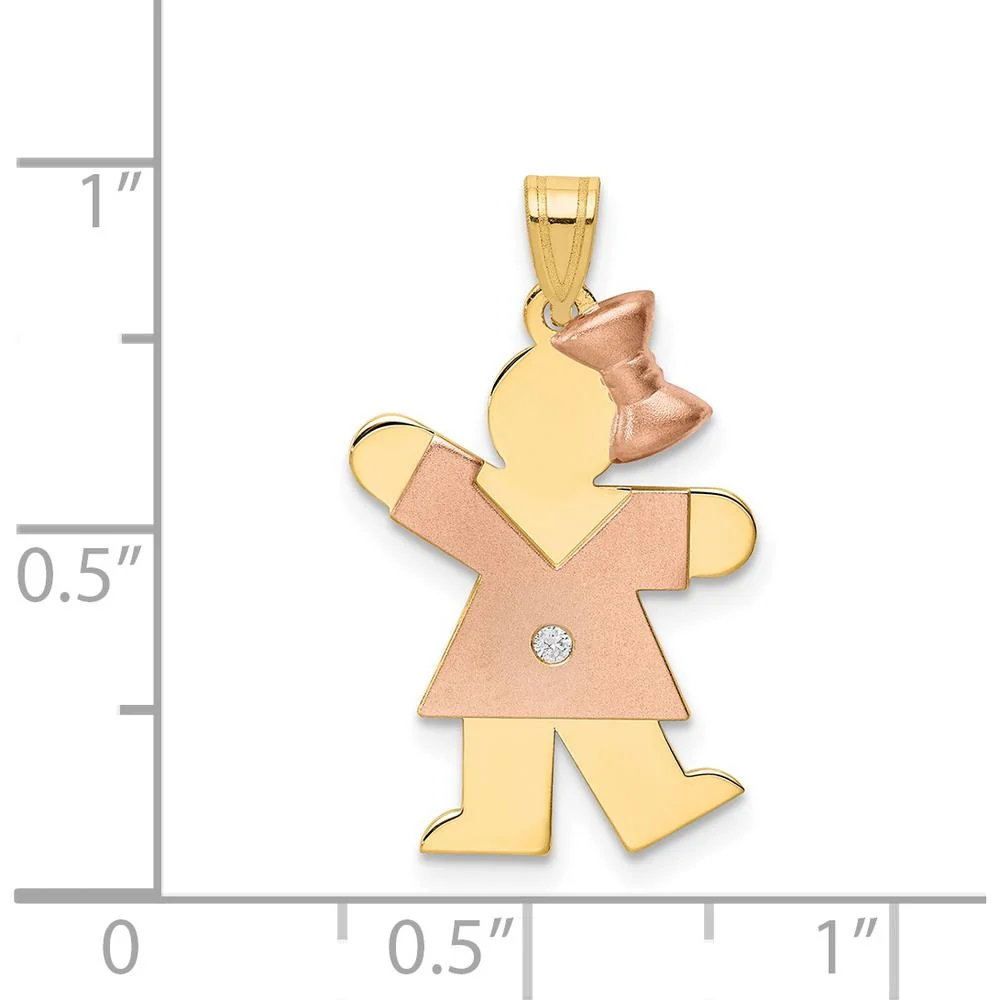 14K Two-Tone Gold Diamond Kiss Pendant with Bow - 0.015 Carat Round Diamond by Oro Pregiato - Image 2