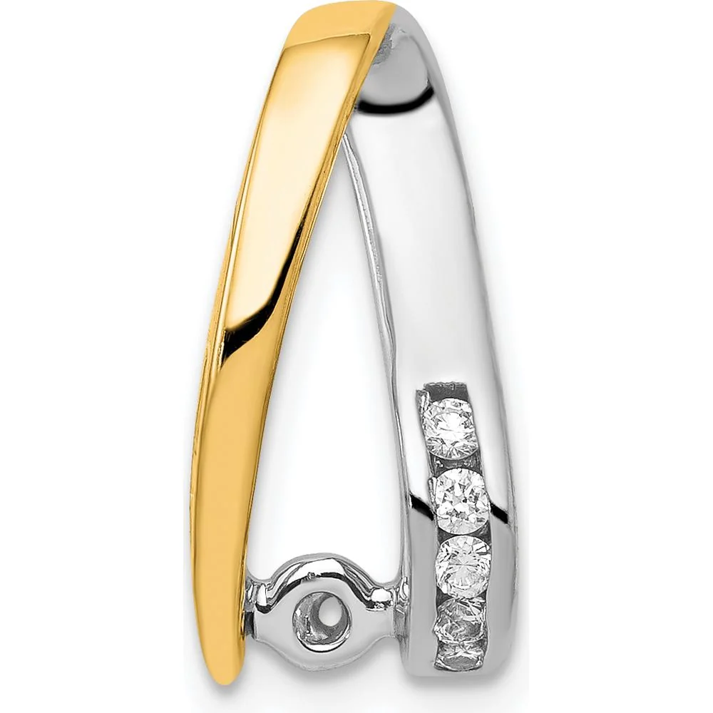 14K Two-Tone Gold Diamond Pendant with Peg-Set Round Diamonds - 0.07 Carat Total Diamond Weight by Monteluci Fine Jewelry - Image 2