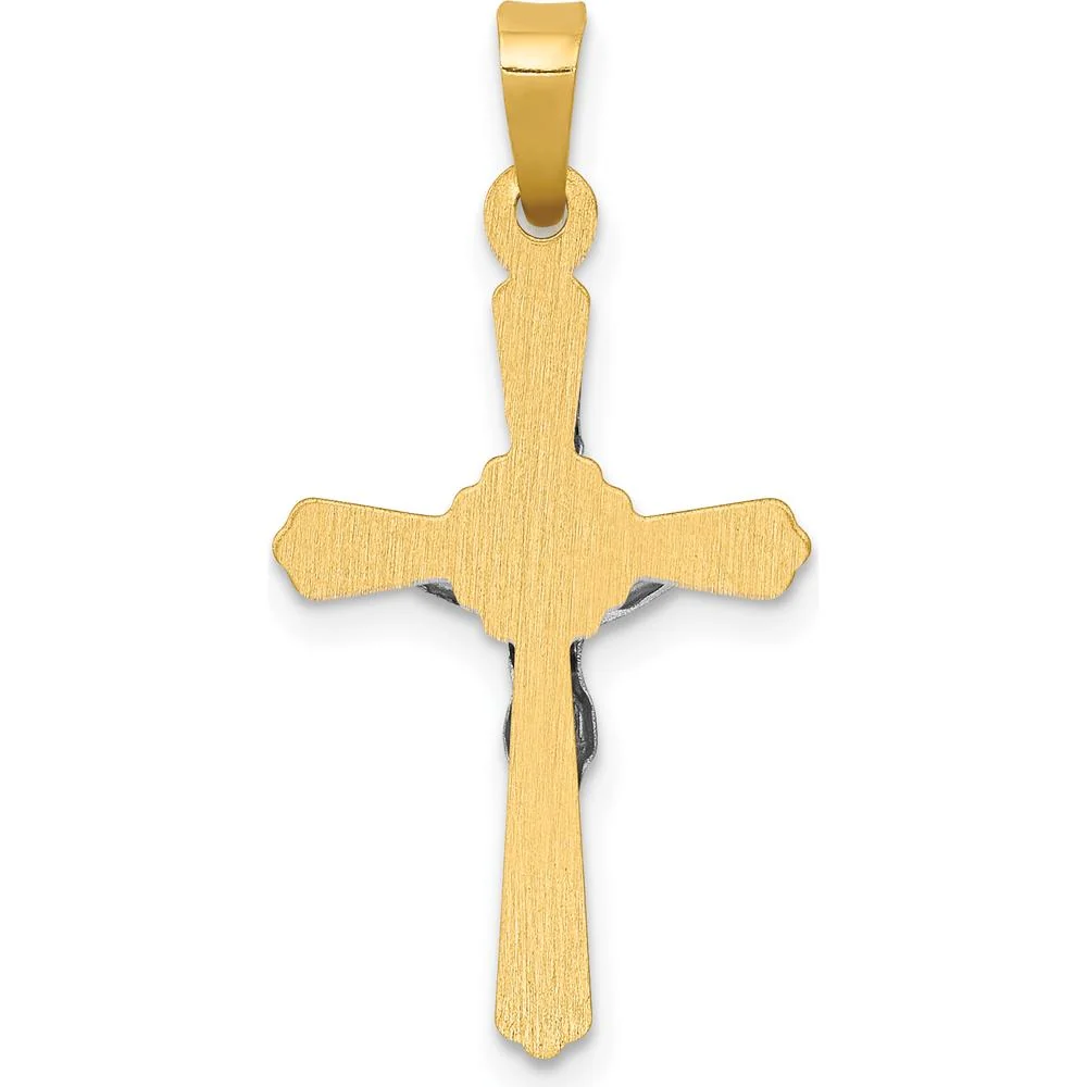 14K Two-Tone Gold INRI Crucifix Pendant - 25mm Length by Oro Pregiato - Image 3